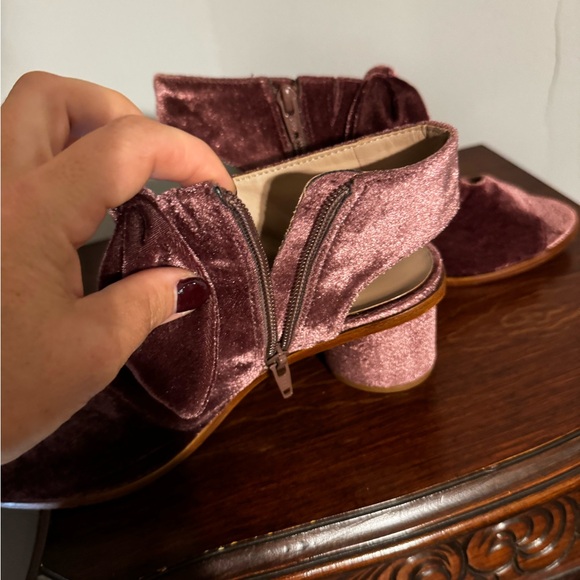 Velour Mauve bow ope toe Heel 8 - Picture 3 of 6